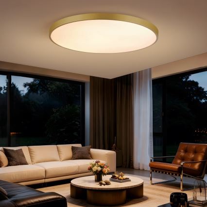 Immax NEO 07312L - Luminária de teto LED regulável SEMPLICI LED/128W/230V Ø 100 cm Wi-Fi Tuya dourada + comando remoto