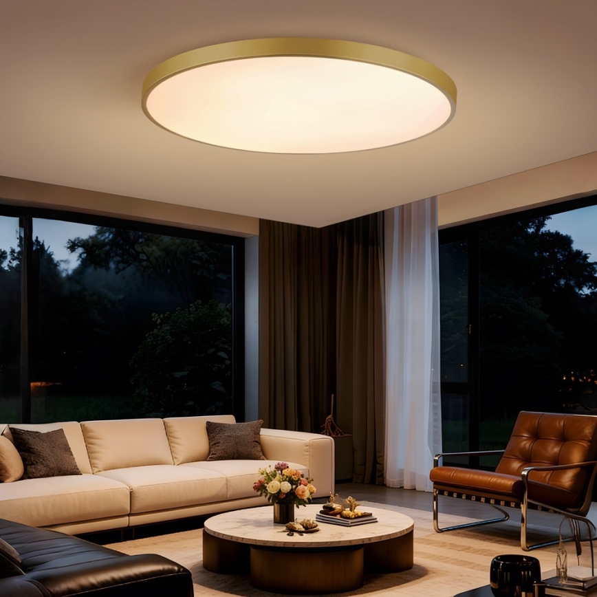 Immax NEO 07312L - Luminária de teto LED regulável SEMPLICI LED/128W/230V Ø 100 cm Wi-Fi Tuya dourada + comando remoto