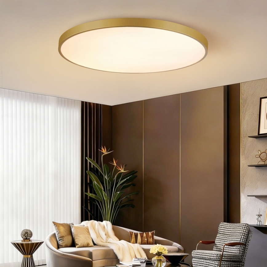 Immax NEO 07312L - Luminária de teto LED regulável SEMPLICI LED/128W/230V Ø 100 cm Wi-Fi Tuya dourada + comando remoto