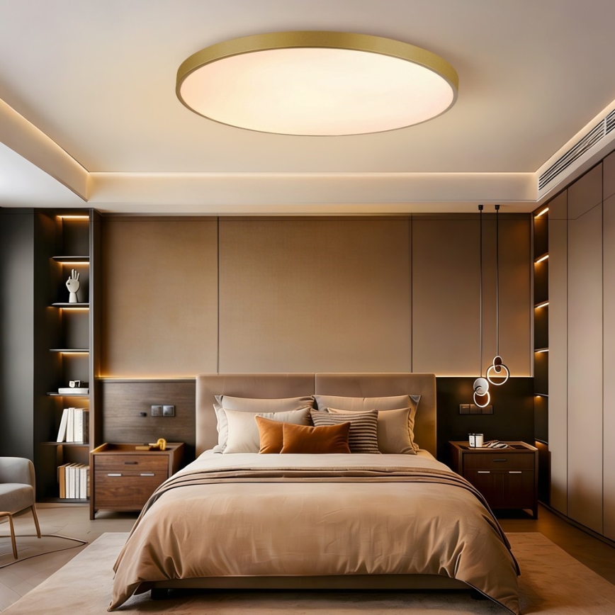 Immax NEO 07312L - Luminária de teto LED regulável SEMPLICI LED/128W/230V Ø 100 cm Wi-Fi Tuya dourada + comando remoto