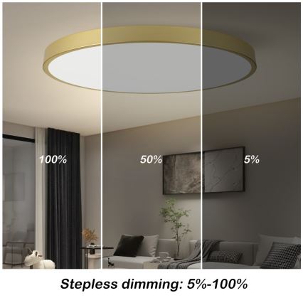 Immax NEO 07312L - Luminária de teto LED regulável SEMPLICI LED/128W/230V Ø 100 cm Wi-Fi Tuya dourada + comando remoto