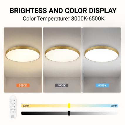 Immax NEO 07312L - Luminária de teto LED regulável SEMPLICI LED/128W/230V Ø 100 cm Wi-Fi Tuya dourada + comando remoto