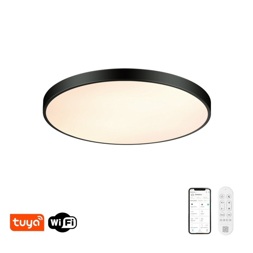 Immax NEO 07313L - Plafon LED dimerizável SEMPLICI LED/96W/230V Ø 80 cm Wi‑Fi Tuya preto + comando remoto