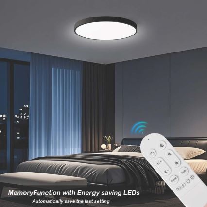Immax NEO 07313L - Plafon LED dimerizável SEMPLICI LED/96W/230V Ø 80 cm Wi‑Fi Tuya preto + comando remoto