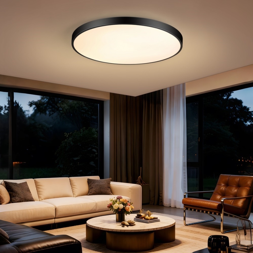 Immax NEO 07313L - Plafon LED dimerizável SEMPLICI LED/96W/230V Ø 80 cm Wi‑Fi Tuya preto + comando remoto