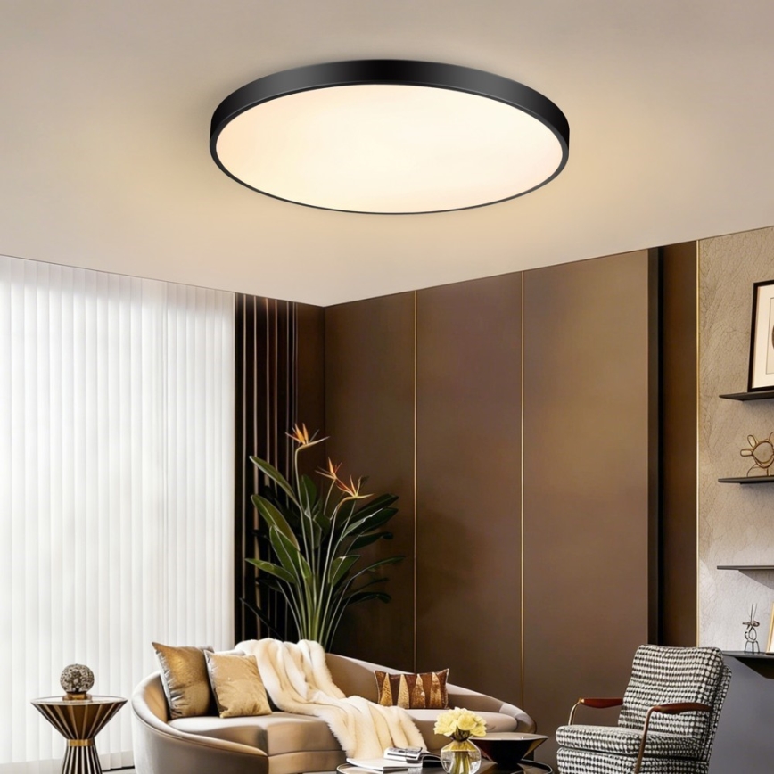 Immax NEO 07313L - Plafon LED dimerizável SEMPLICI LED/96W/230V Ø 80 cm Wi‑Fi Tuya preto + comando remoto