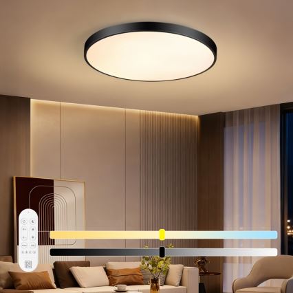 Immax NEO 07313L - Plafon LED dimerizável SEMPLICI LED/96W/230V Ø 80 cm Wi‑Fi Tuya preto + comando remoto