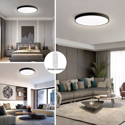 Immax NEO 07313L - Plafon LED dimerizável SEMPLICI LED/96W/230V Ø 80 cm Wi‑Fi Tuya preto + comando remoto