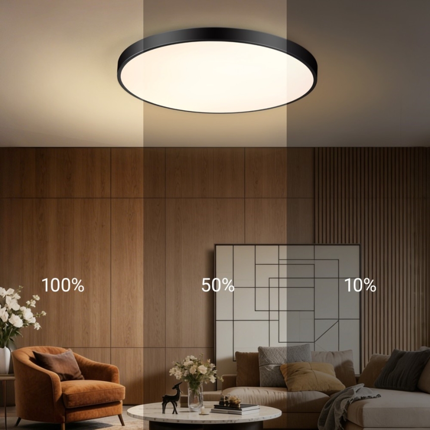 Immax NEO 07313L - Plafon LED dimerizável SEMPLICI LED/96W/230V Ø 80 cm Wi‑Fi Tuya preto + comando remoto