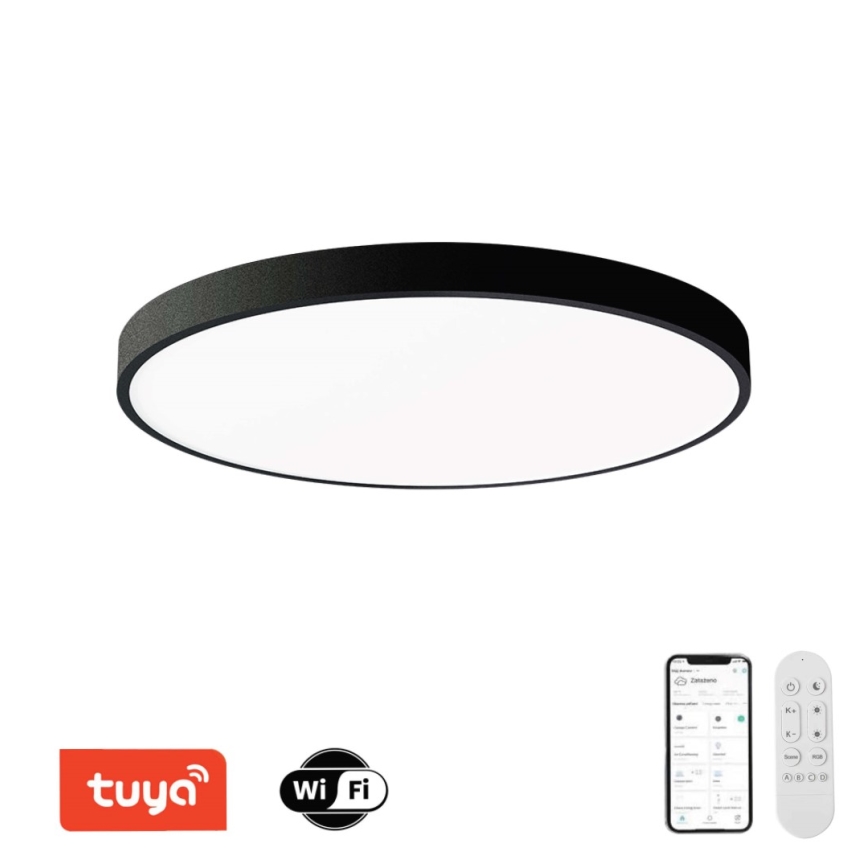Immax NEO 07314L - Luminária de teto LED regulável SEMPLICI LED/128W/230V Ø 100 cm Wi-Fi Tuya preta + controlo remoto