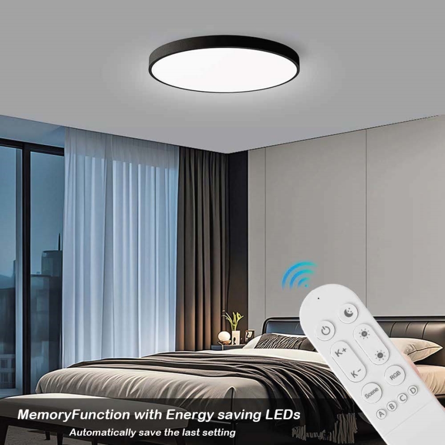 Immax NEO 07314L - Luminária de teto LED regulável SEMPLICI LED/128W/230V Ø 100 cm Wi-Fi Tuya preta + controlo remoto