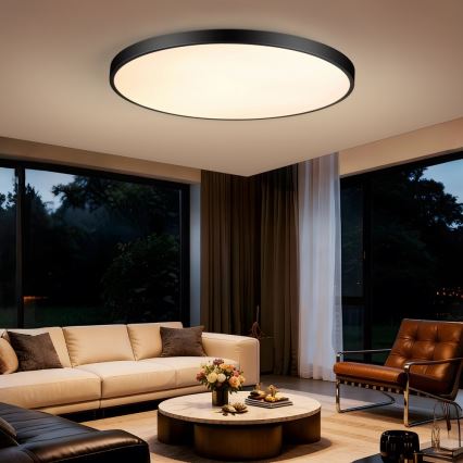 Immax NEO 07314L - Luminária de teto LED regulável SEMPLICI LED/128W/230V Ø 100 cm Wi-Fi Tuya preta + controlo remoto