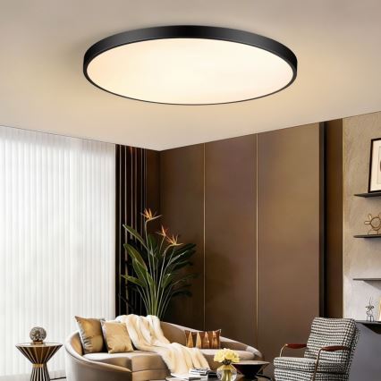 Immax NEO 07314L - Luminária de teto LED regulável SEMPLICI LED/128W/230V Ø 100 cm Wi-Fi Tuya preta + controlo remoto