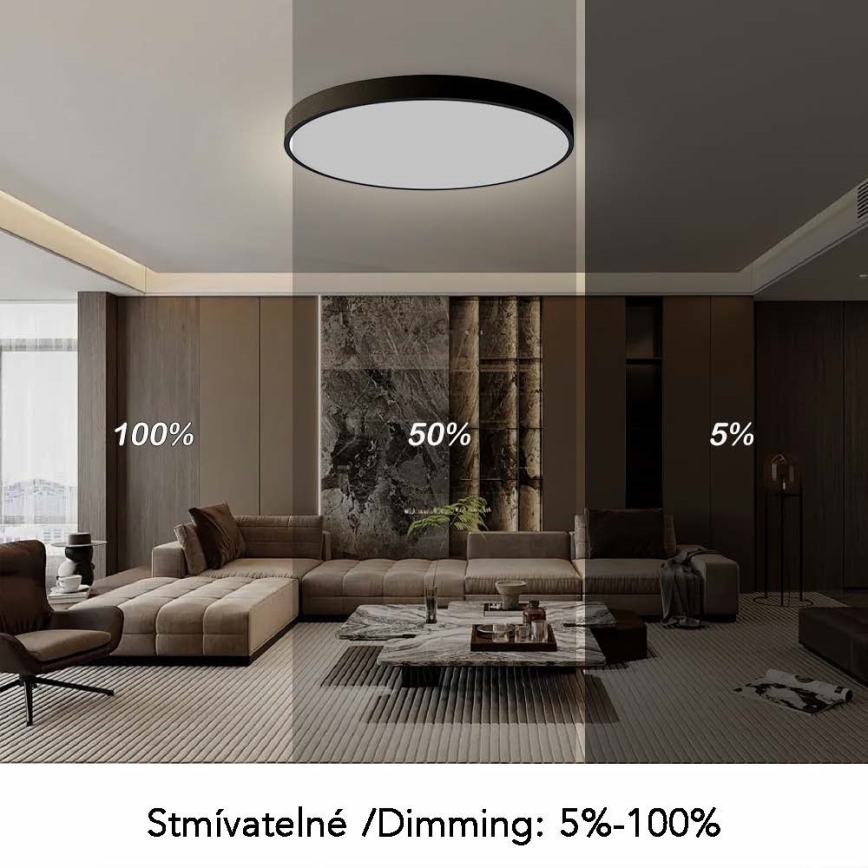 Immax NEO 07314L - Luminária de teto LED regulável SEMPLICI LED/128W/230V Ø 100 cm Wi-Fi Tuya preta + controlo remoto