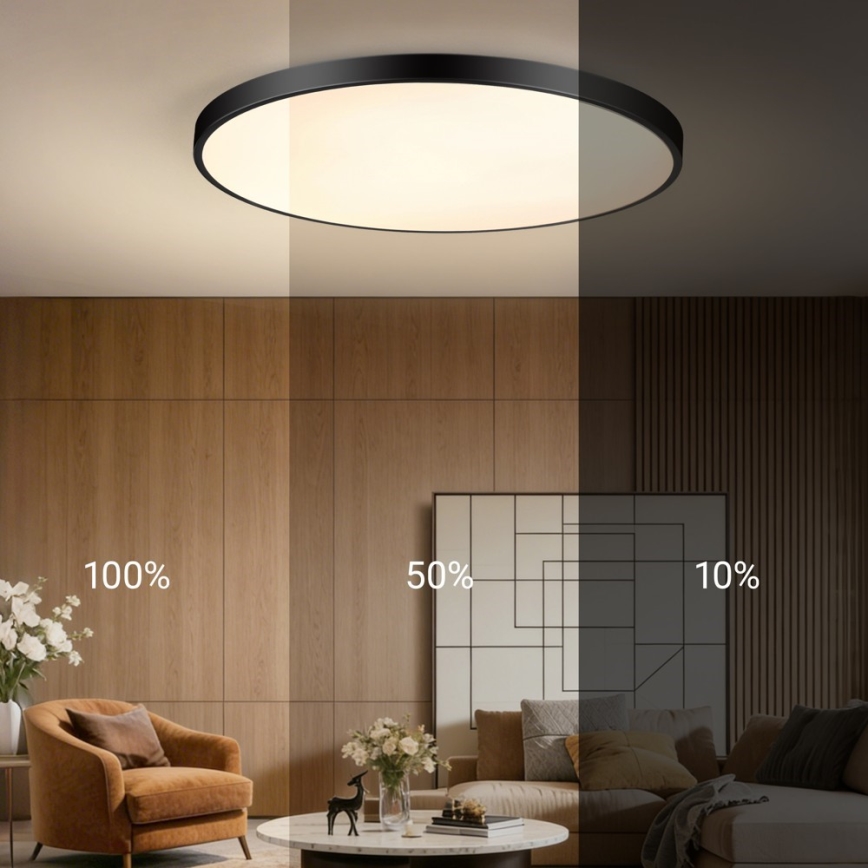 Immax NEO 07314L - Luminária de teto LED regulável SEMPLICI LED/128W/230V Ø 100 cm Wi-Fi Tuya preta + controlo remoto