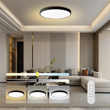 Immax NEO 07314L - Luminária de teto LED regulável SEMPLICI LED/128W/230V Ø 100 cm Wi-Fi Tuya preta + controlo remoto