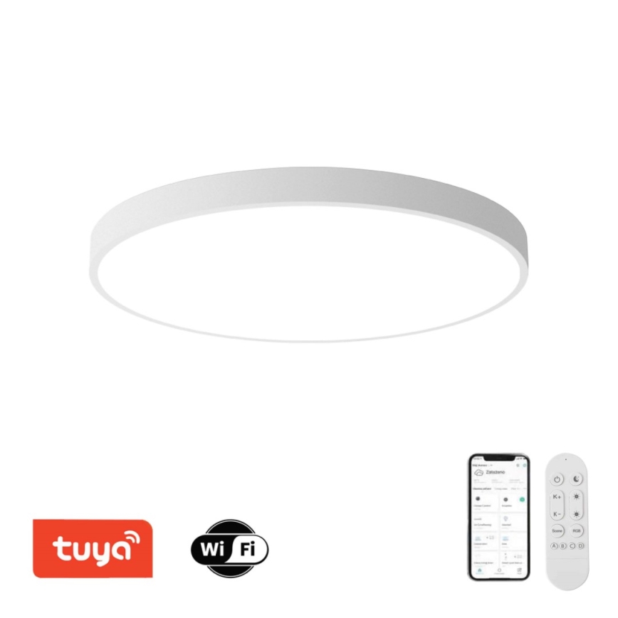 Immax NEO 07315L - Luminária de teto LED regulável SEMPLICI LED/96W/230V, diâmetro 80 cm, Wi-Fi Tuya, branco + controlo remoto