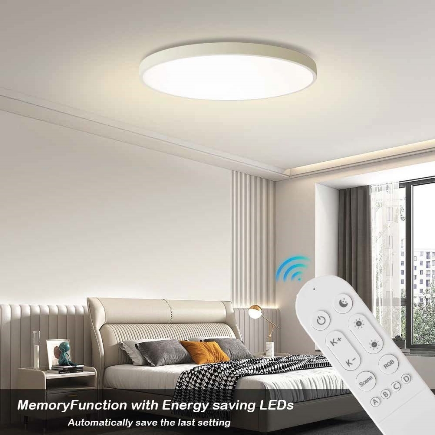 Immax NEO 07315L - Luminária de teto LED regulável SEMPLICI LED/96W/230V, diâmetro 80 cm, Wi-Fi Tuya, branco + controlo remoto