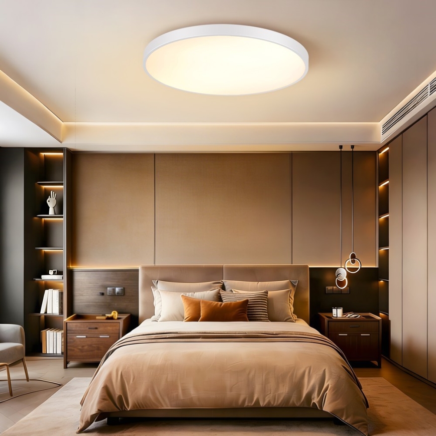 Immax NEO 07315L - Luminária de teto LED regulável SEMPLICI LED/96W/230V, diâmetro 80 cm, Wi-Fi Tuya, branco + controlo remoto
