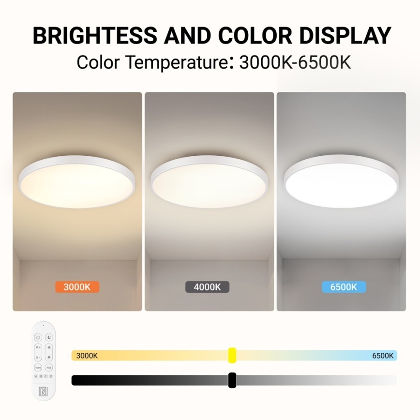 Immax NEO 07315L - Luminária de teto LED regulável SEMPLICI LED/96W/230V, diâmetro 80 cm, Wi-Fi Tuya, branco + controlo remoto