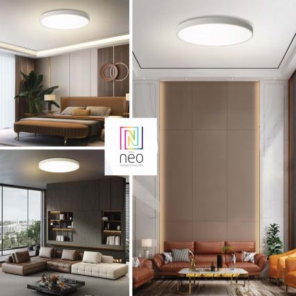Immax NEO 07315L - Luminária de teto LED regulável SEMPLICI LED/96W/230V, diâmetro 80 cm, Wi-Fi Tuya, branco + controlo remoto