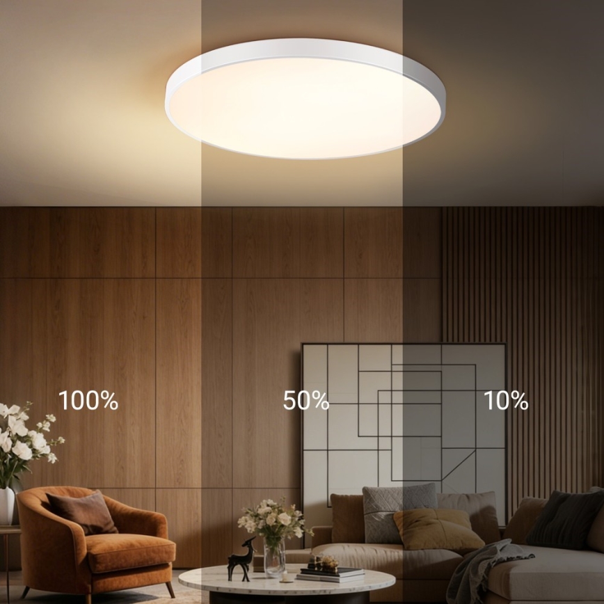 Immax NEO 07315L - Luminária de teto LED regulável SEMPLICI LED/96W/230V, diâmetro 80 cm, Wi-Fi Tuya, branco + controlo remoto