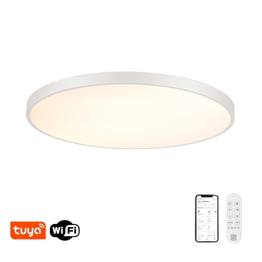 Immax NEO 07316L - Candeeiro de teto LED dimerizável SEMPLICI LED/128W/230V diâmetro 100 cm Wi-Fi Tuya branco + controlo remoto