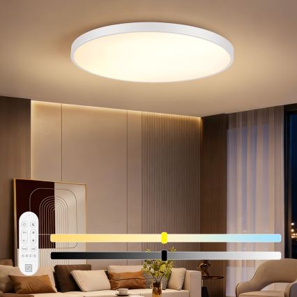 Immax NEO 07316L - Candeeiro de teto LED dimerizável SEMPLICI LED/128W/230V diâmetro 100 cm Wi-Fi Tuya branco + controlo remoto