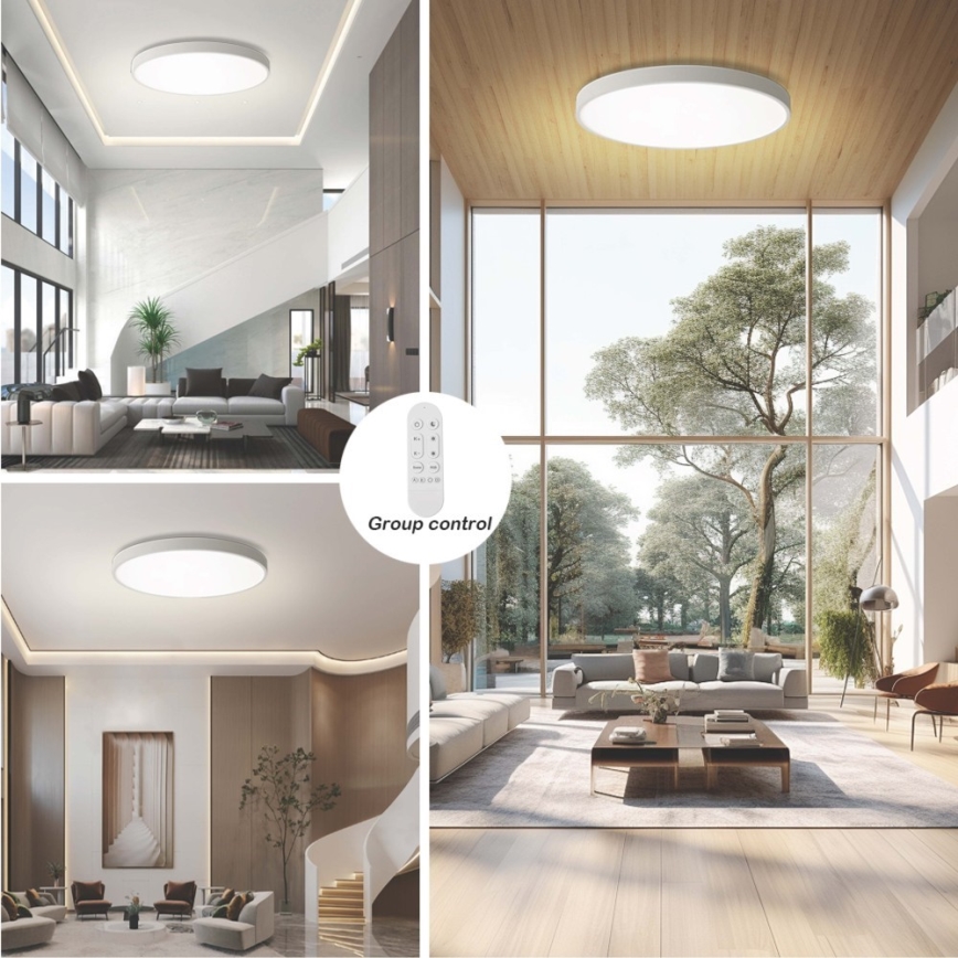 Immax NEO 07316L - Candeeiro de teto LED dimerizável SEMPLICI LED/128W/230V diâmetro 100 cm Wi-Fi Tuya branco + controlo remoto
