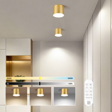 Immax NEO 07317L - Candeeiro de tecto LED dimerizável RONDATE LED/18W/230V Ø 11,5 cm Wi-Fi Tuya dourado