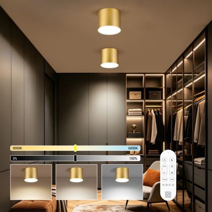Immax NEO 07318L - Candeeiro de teto LED regulável RONDATE LED/32W/230V pr. 16,5 cm Wi-Fi Tuya dourado