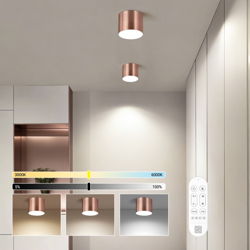 Immax NEO 07319L - Plafon LED dimerizável RONDATE LED/18W/230V Ø 11,5 cm Wi-Fi Tuya ouro rosé