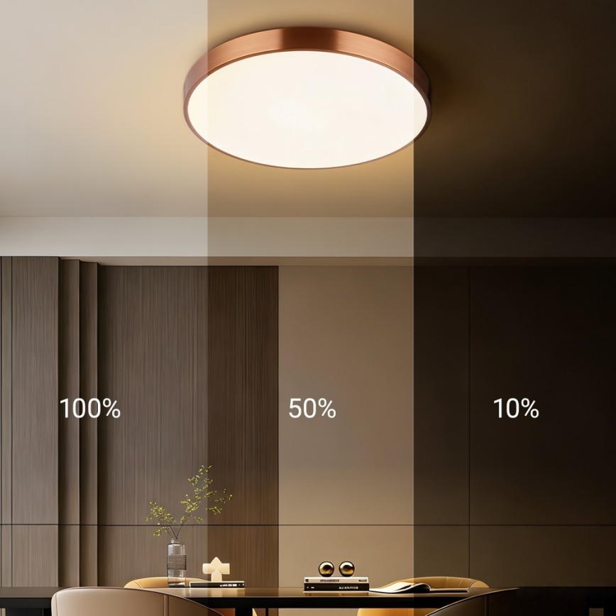 Immax NEO 07321L - Luminária de teto LED dimerizável NEO LITE SEMPLICI LED/36W/230V Ø 40 cm Tuya ouro rosé + controlo remoto