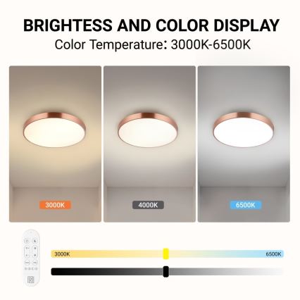 Immax NEO 07321L - Luminária de teto LED dimerizável NEO LITE SEMPLICI LED/36W/230V Ø 40 cm Tuya ouro rosé + controlo remoto