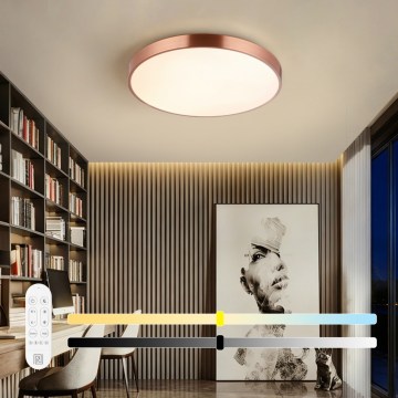 Immax NEO 07322L - Candeeiro de tecto LED dimerizável NEO LITE SEMPLICI LED/60W/230V Ø 60 cm Tuya ouro rosa + controlo remoto