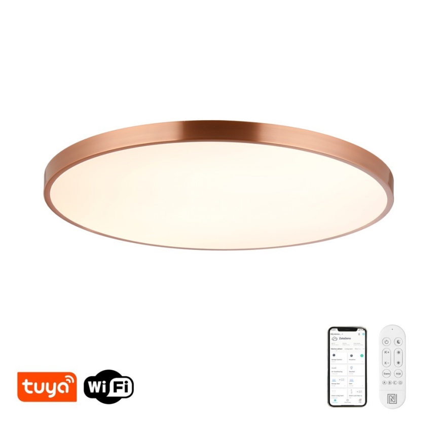 Immax NEO 07324L - Plafon LED dimerizável SEMPLICI LED/128W/230V Ø 100 cm Wi‑Fi Tuya, acabamento dourado, com controlo remoto
