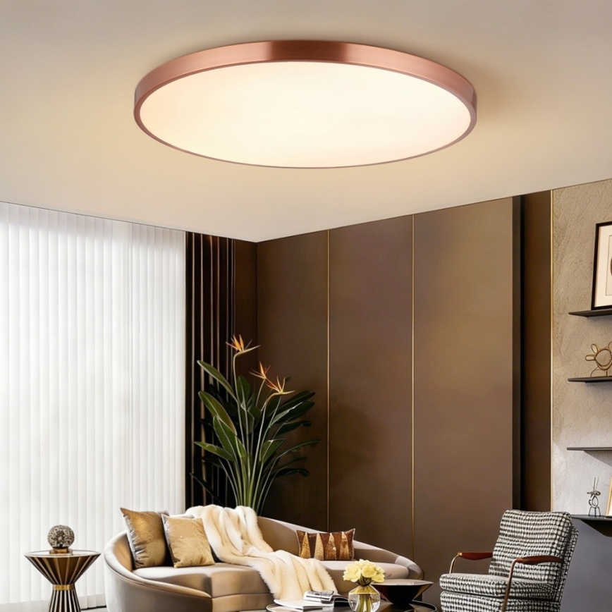 Immax NEO 07324L - Plafon LED dimerizável SEMPLICI LED/128W/230V Ø 100 cm Wi‑Fi Tuya, acabamento dourado, com controlo remoto