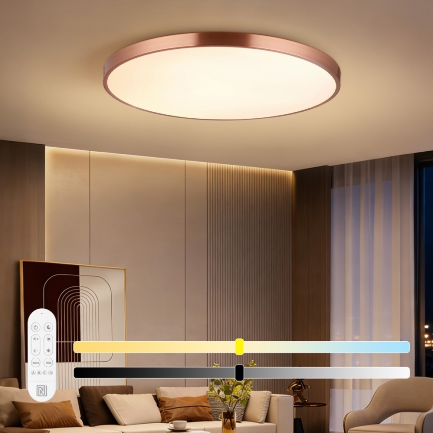 Immax NEO 07324L - Plafon LED dimerizável SEMPLICI LED/128W/230V Ø 100 cm Wi‑Fi Tuya, acabamento dourado, com controlo remoto