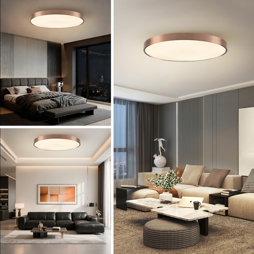 Immax NEO 07324L - Plafon LED dimerizável SEMPLICI LED/128W/230V Ø 100 cm Wi‑Fi Tuya, acabamento dourado, com controlo remoto