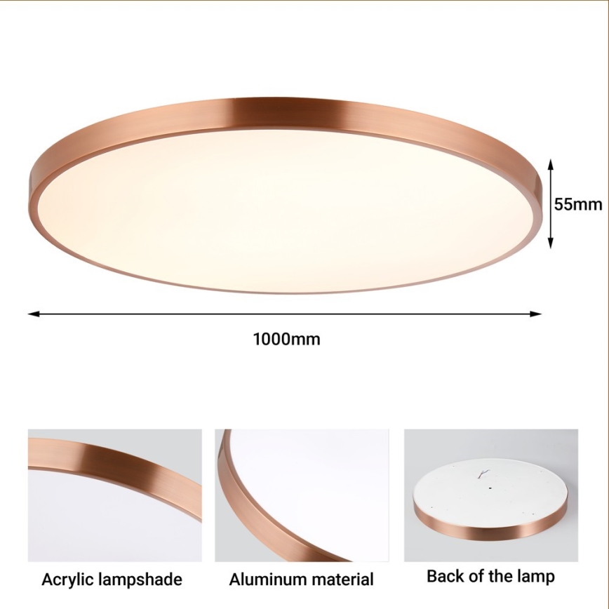 Immax NEO 07324L - Plafon LED dimerizável SEMPLICI LED/128W/230V Ø 100 cm Wi‑Fi Tuya, acabamento dourado, com controlo remoto