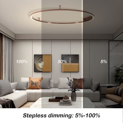 Immax NEO 07325-120C - Candeeiro de teto dimerizável FINO LED/72W/230V 120 cm Tuya ouro rosé + controlo remoto
