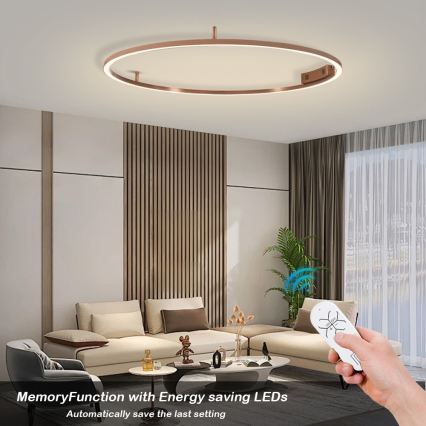 Immax NEO 07325-120C - Candeeiro de teto dimerizável FINO LED/72W/230V 120 cm Tuya ouro rosé + controlo remoto