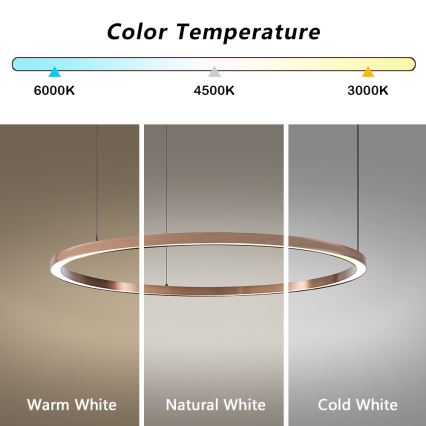 Immax NEO 07327L - Lustre pendente LED dimerizável FINO, suspenso por cabo, LED/55W/230V, 80 cm, Tuya, ouro-rosa + comando remoto