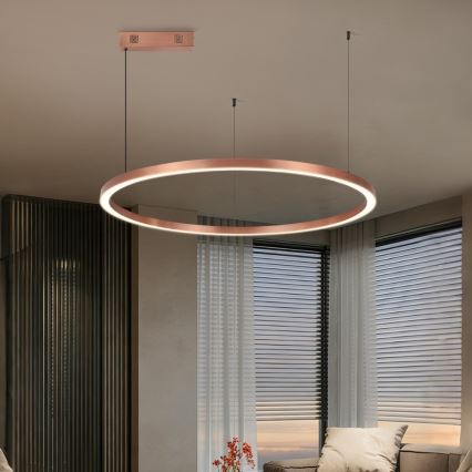 Immax NEO 07327L - Lustre pendente LED dimerizável FINO, suspenso por cabo, LED/55W/230V, 80 cm, Tuya, ouro-rosa + comando remoto