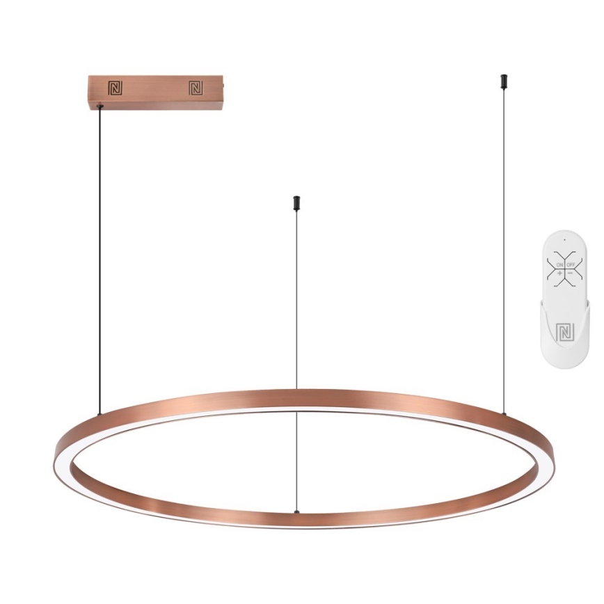 Immax NEO 07327L - Lustre pendente LED dimerizável FINO, suspenso por cabo, LED/55W/230V, 80 cm, Tuya, ouro-rosa + comando remoto