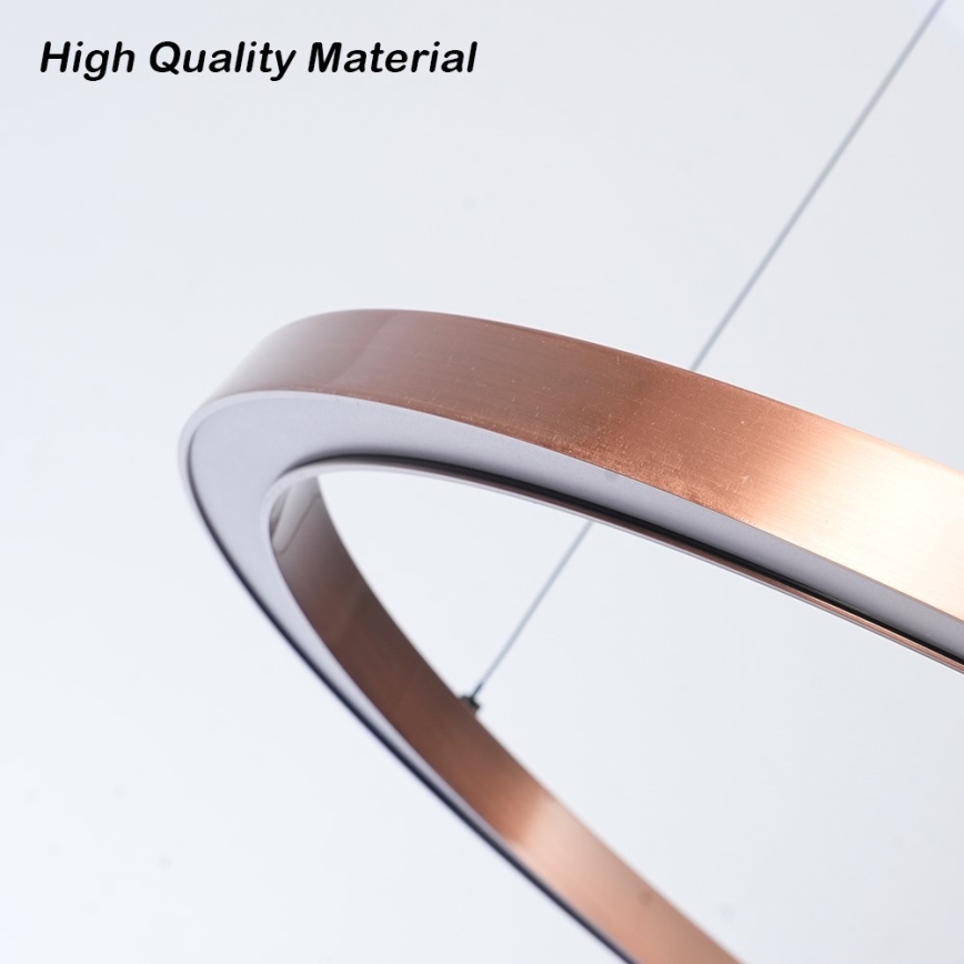 Immax NEO 07327L - Lustre pendente LED dimerizável FINO, suspenso por cabo, LED/55W/230V, 80 cm, Tuya, ouro-rosa + comando remoto