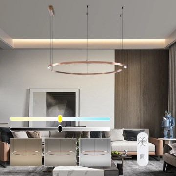 Immax NEO 07328L - Lustre LED dimerizável suspenso por cabo FINO LED/72W/230V 120 cm Tuya ouro rosé + controlo remoto