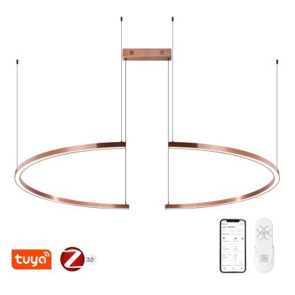 Immax NEO 07328L - Lustre LED dimerizável suspenso por cabo FINO LED/72W/230V 120 cm Tuya ouro rosé + controlo remoto