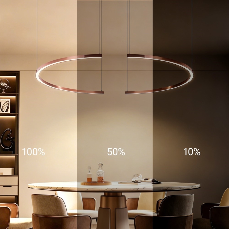 Immax NEO 07328L - Lustre LED dimerizável suspenso por cabo FINO LED/72W/230V 120 cm Tuya ouro rosé + controlo remoto