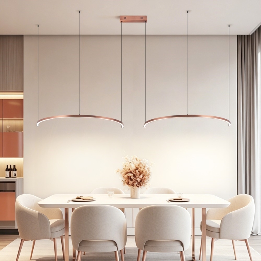 Immax NEO 07328L - Lustre LED dimerizável suspenso por cabo FINO LED/72W/230V 120 cm Tuya ouro rosé + controlo remoto